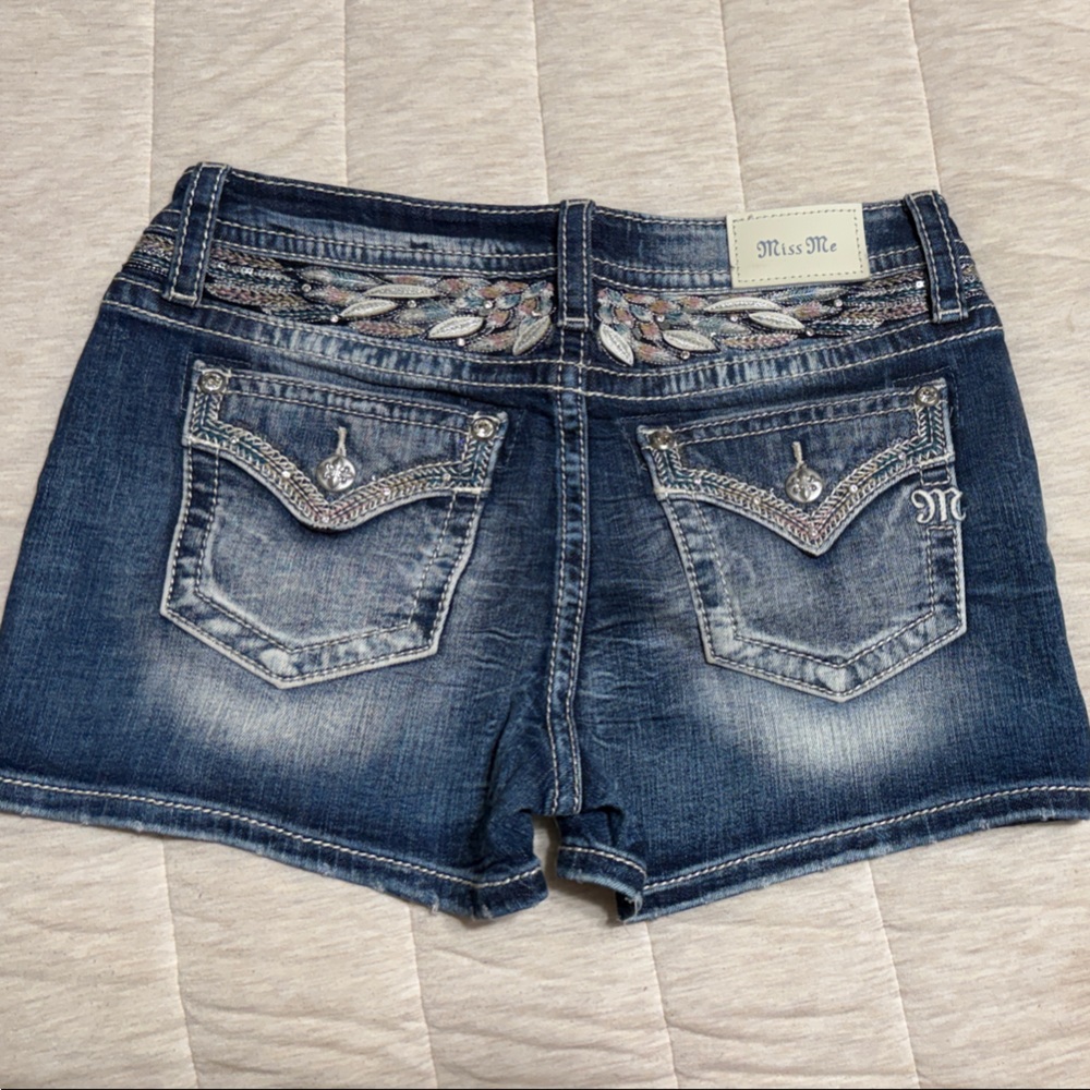 Miss Me Embellished Blue Denim Shorts